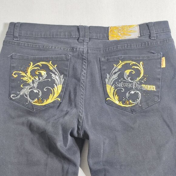 Salvage Premium jeans women's size 25/26 black colour straight ankle crop denim - Picture 4 of 16